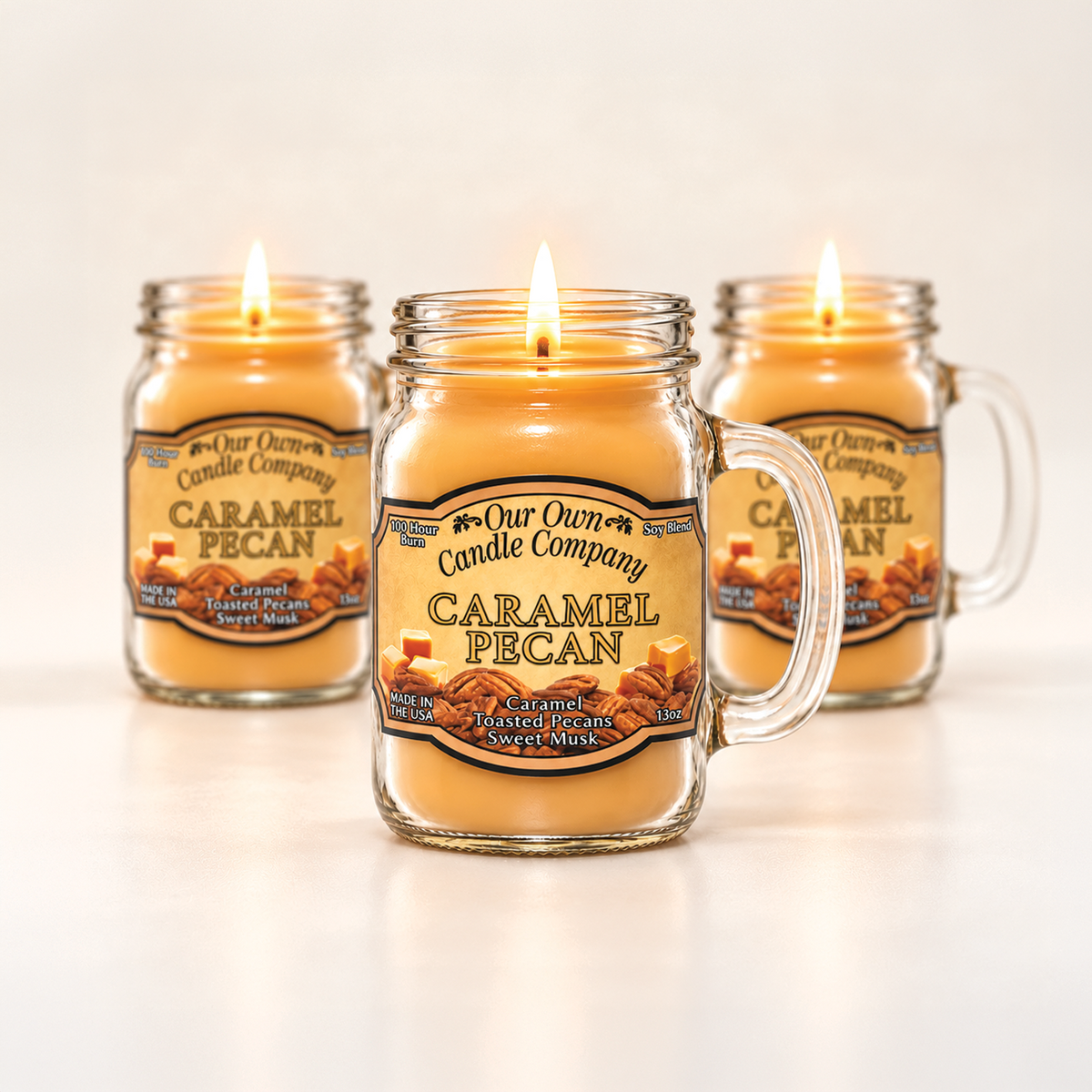 Caramel Pecan 3-Pack Mason Jar Candle Bundle