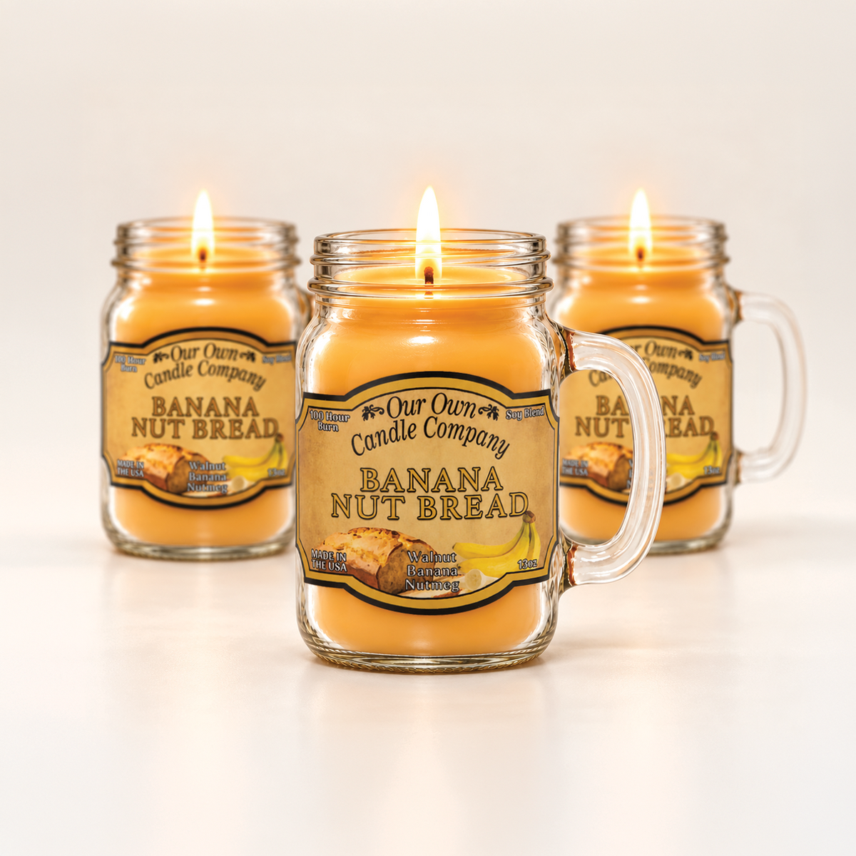 Banana Nut Bread 3-Pack Mason Jar Candle Bundle