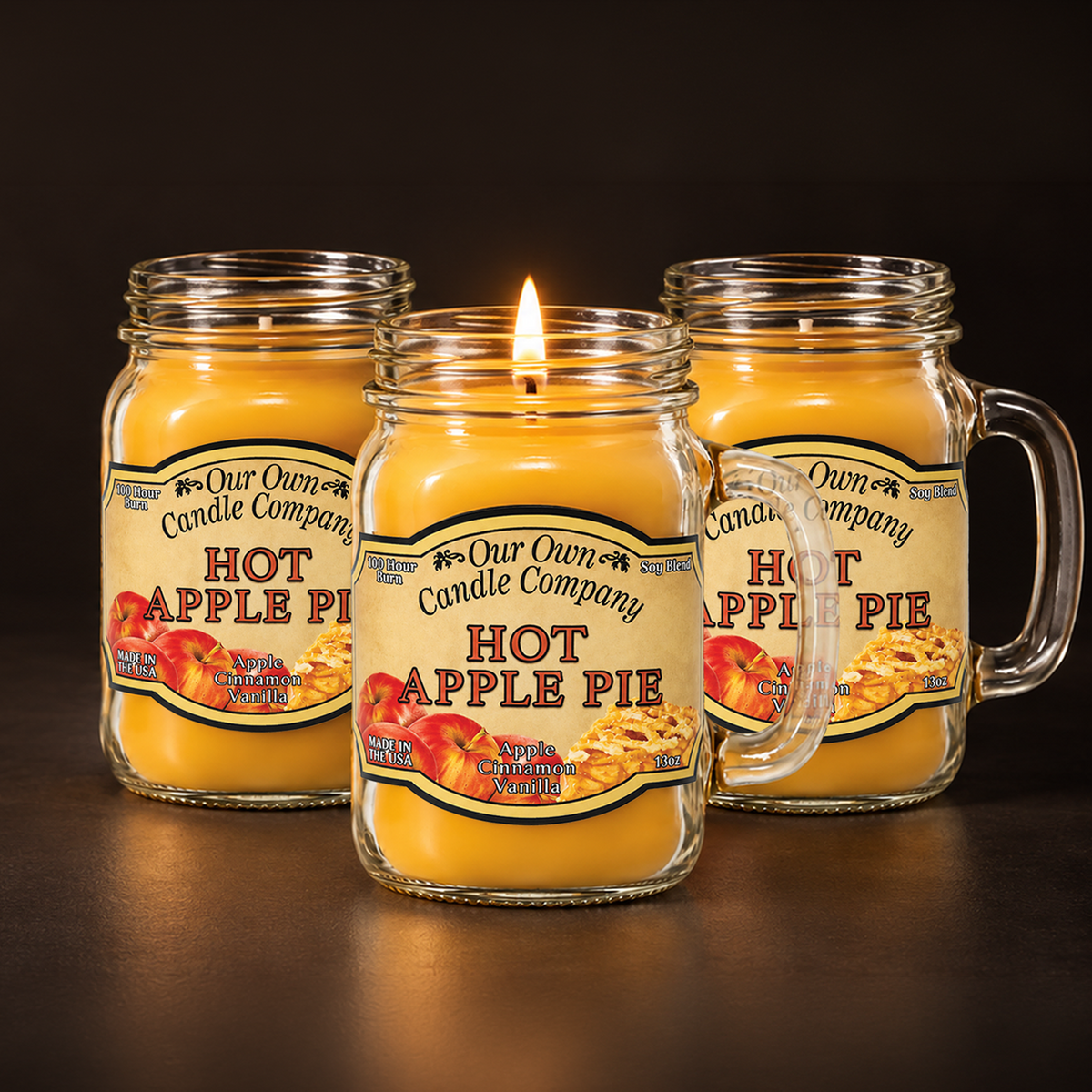Hot Apple Pie 3-Pack Mason Jar Candle Bundle