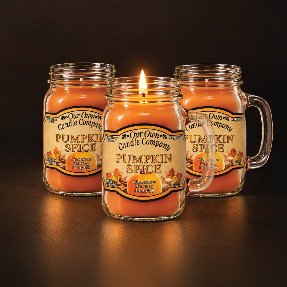 Pumpkin Spice 3-Pack Mason Jar Candle Bundle